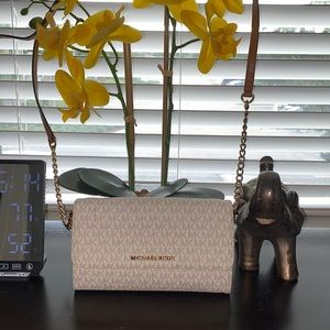 Michael Kors-white logo crossbody bag